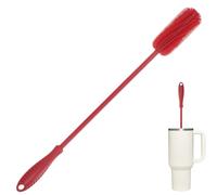 ddLUCK Goupillon Biberon Silicone,40cm Brosse à Biberons Ecouvillon à pour Le Nettoyage à Manche Long,pour à Bouteille d'eau,Gourde Sport,Verre,Tasses Thermos Brosses Nettoyeur (Rouge, Long Manche)
