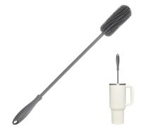 ddLUCK Goupillon Biberon Silicone,40cm Brosse à Biberons Ecouvillon à pour Le Nettoyage à Manche Long,pour à Bouteille d'eau,Gourde Sport,Verre,Tasses Thermos Brosses Nettoyeur (Gris, Long Manche)