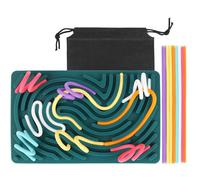 ddLUCK Sensory Enfants Voyage Fidget Activity Board pour Anti Stress TDAH | Silicone, Vert, avec 20 Cordes & Sac, Jouet Sensoriel pour Adultes Autisme Anxiété, Jeu Compact Tableau Double Face Toys