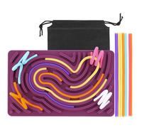 ddLUCK Sensory Enfants Voyage Fidget Activity Board pour Anti Stress TDAH | Silicone, Violet, avec 20 Cordes & Sac, Jouet Sensoriel pour Adultes Autisme Anxiété, Jeu Compact Tableau Double Face Toys