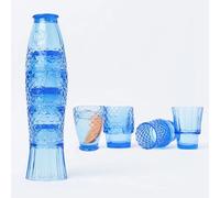 DDMDBYHRY Lot de 4 tasses en verre empilables à l'ancienne, motif poisson, koi, esthétique, gris, 250 ml