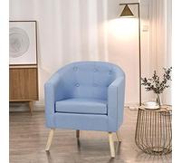DDMINE Fauteuil Crapaud en Tissu de Lin, Fauteuil de Salon Scandinave avec Accoudoirs et Dossier Plein, Pieds en Bois de Hêtre, Meuble de Salon Maison Intérieur, Charge Max: 135 kg (1PC Bleu)