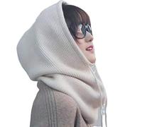 DDMINE Femmes Hiver Bonnet Chapeau Cachemire Femme tricoté écharpe à Capuche Cagoule for Femmes Coupe Laine Casquette (Color : Beige, Size : One Size)
