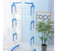 DDMINE Séchoir à Linge Tour 3 Niveaux Ailes Pliables, Etendoir à Linge à 4 Roues, Séchoir à Linge Pliable, Ultra Stable, Grande Capacité, Tubes en Acier Inoxydable, 75 * 64 * 170cm (Blau-weiß)