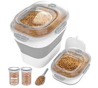 DDMOMMY Récipient de stockage de nourriture pour chien de 14,5 à 15,9 kg, récipient pliable avec couvercle hermétique transparent, roues, piste de date, récipient de stockage d'aliments pour animaux