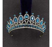 DDNGEJ Diadème de mariée rétro en Diamant, Bronze, Sarcelle, Rose, Cristal, Couronne, Gros Strass, diadème de Concours, Bandeau de mariée, Accessoires pour cheveu
