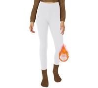 DDOBB Legging thermique pour femme doublé taille haute avec intérieur en polaire chaude - Collants thermiques pour la maison et l'extérieur, A-weiß-mit Fleece, 44-50
