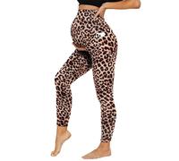 DDOBB Leggings pour Femme Enceinte avec Poches, Taille Haute, Opaques, pour la Grossesse, Doux, Élastiques, pour la Maison, le Yoga, le Sport, Léopard, S