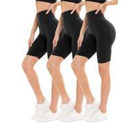 DDOBB Short Femme Sport Cycliste Pantalon Femme Legging Court Culotte Taille Haute Fitness Yoga Running Shorty Anti Frottement Cuisse(Noir * 3,S-M)