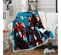 DDONVG BTS Couverture 150 x 200 cm - Couverture en flanelle - Pour enfants et adultes - En microfibre douce et chaude (1,100 x 140 cm)