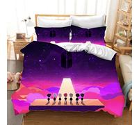 DDONVG BTS Parure de lit 3 pièces avec housse de couette et taie d'oreiller Motif 3D BTS 135 x 200 cm en microfibre douce et moelleuse avec fermeture éclair et taie d'oreiller (11, 135 x 200 cm, 50 x