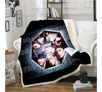DDONVG - Couverture BTS - Couverture en flanelle - 150 x 200 cm - Couverture douillette - Couverture pour enfants et adultes - Couverture de canapé en microfibre - Dessin animé - Douce et chaude (2