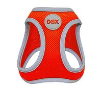 DDOXX Harnais Chien en Air Mesh Réfléchissant à Enfiler - Harnais Anti Traction pour Chien, Chat et Chiot de Petite et Moyenne Tailles - Harnais Chat - Orange, L - Diverses Couleurs Disponibles