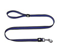 DDOXX Laisse Chien Air Mesh, Réfléchissante, Rembourrée, 120 cm | Nombreuses Couleurs & Tailles | pour Petit, Moyen Gros & Grand | Laisses Chat Chiot | Bleu, S, Laisse Double pour 2 Chiens