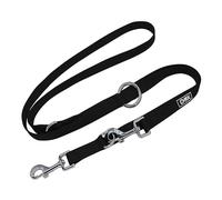 DDOXX Laisse Chien en Nylon Réglable 3 Longueurs - Pour Chiens Grands et Petits, Double pour 2 Chiens, Chats et Chiots - 2 M - Noir, XS