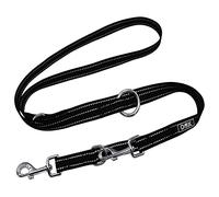 DDOXX Laisse Chien Nylon Réfléchissante, Réglable en 3 Position, 2 m | Nombreuses Couleurs & Tailles | pour Petit, Moyen Gros & Grand | Double laisses Ajustable Chat Chiot | M, Noir, 2m