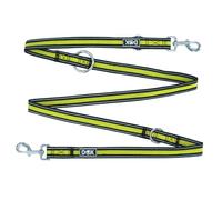 DDOXX Laisse réfléchissante pour chien, avec maille aérée, 2 m, réglable en 3 positions, résistante aux morsures - Laisse pour chien pour toutes les tailles de chiens - M (jaune) - 2 x 200 cm