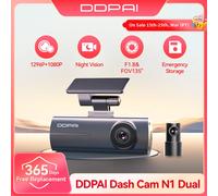 DDPAI Dash Cam N1 double enregistrement avant et arrière NightVIS 1296P Dash Cam enregistreur voiture DVR App contrôle