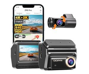 DDPAI Z90 Pro Dash Cam Avant Arrière 4K+2K, STARVIS 2 Dual HDR, 64 Go eMMC, Vision Nocturne, Anti-Flicker, 3K/60FPS Mode Haute Vitesse, GPS ADAS, 5G WiFi, 4G LTE, Surveillance 24H, IPS 3"