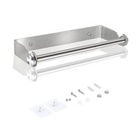 DDS-DUDES Porte-rouleau de papier de cuisine mural autocollant sans perçage en acier inoxydable nickel brossé 33 cm (argent-2)
