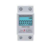 DDS1108 Compteur d'énergie monophasé à affichage numérique LCD 50 A 60 A avec rétroéclairage, impulsion LED rouge, pas de bouton de réinitialisation, AC 220 V, plastique, blanc, 79 x 36 x 66 mm