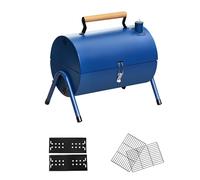DDS22E Gril Pliant portatif, | Ouvert en 1s, base triangulaire stable, plateau émaillé, bouches d'aération réglables, portable for 3 à 7 personnes.(Blue)