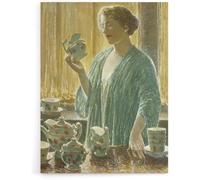 DDSEW GREWT Affiche Childe Hassam, Tableau de toile en service à thé à fraises, art mural vintage, Childe Hassam Impressions pour la décoration de bureau à domicile, 50x70cm Sans cadre