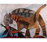 DDSEW GREWT Affiche de Pablo Picasso Chat mangeant un oiseau Toile Art mural Peinture abstraite d’animaux Gravures de Pablo Picasso pour la déco du salon Photos 50x70cm Sans cadre