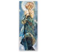 DDSEW GREWT Affiches d’Alphonse Mucha Moon et d’étoiles Art mural vintage en toile Gravures d’Alphonse Mucha Peinture célèbre pour la décoration de chambre des filles 40x120cm Sans cadre