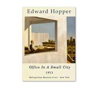 DDSEW GREWT Edward Hopper Exposition Affiche Bureau Dans Une Petite Ville Mur Art Peinture Abstraite Edward Hopper Tirages Pour Décoration Intérieure Photo 50x70cmX1 Sans Cadre