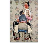 DDSEW GREWT Norman Rockwell Affiche Le Tatoueur Art Mural Norman Rockwell Impressions Moderm Peinture sur Toile Pour Salon Décoration D’intérieur Photo 50x70cm Sans Cadre
