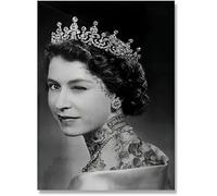 DDSEW GREWT Reine Elizabeth II Portrait Affiche Et Impressions Toile Vintage Peinture Noir Et Blanc Art Mural Pour Salon Décor Photos 50x70cmx1 Sans Cadre