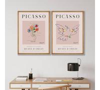 DDSEW GREWT Vintage Picasso Affiche Colombe De Paix Toile Peinture Bouquet De Fleurs Art Mural Picasso Impressions Pour Chambre À La Maison Décor Photo 40x60cmx2 Sans Cadre