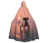 DDSFvbv Cape à capuche unisexe éléphant et chien assis au milieu de la mer pour Halloween, déguisement, robe pleine longueur