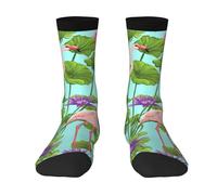 DDSFvbv Flamingo Love Flowers Chaussettes unisexes décontractées pour homme et femme, 3 noir, Taille unique