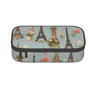 DDSFvbv Flower Paris Trousse à crayons Tour Eiffel - Fournitures d'étudiant et de bureau - Sac de rangement - Trousse de maquillage - Grande trousse de papeterie, Noir , Taille unique, Organiseur de