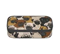 DDSFvbv Imagen De Pug Trousse à crayons - Fournitures d'étudiant et de bureau - Sac de rangement - Trousse de maquillage - Grande trousse de papeterie, Noir , Taille unique, Organiseur de sac