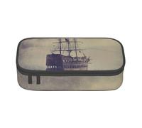 DDSFvbv Old Pirate Ship in The Sea Trousse à crayons - Fournitures d'étudiant et de bureau - Sac de rangement - Trousse de maquillage - Grande trousse de papeterie, Noir , Taille unique, Organiseur de