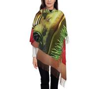 DDSFvbv Red Lips Getting Ready to Kiss a Frog Écharpe douce à pompons pour femme - Châle long, confortable et léger, accessoire de mode, Noir , One Size