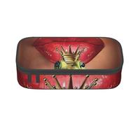 DDSFvbv Red Lips Getting Ready to Kiss a Frog Trousse à crayons - Fournitures d'étudiant et de bureau - Sac de rangement - Trousse de maquillage - Grande trousse de papeterie, Noir , Taille unique