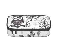 DDSFvbv Trousse à crayons avec branches d'arbre en forme de hibou - Fournitures d'étudiant et de bureau - Sac de rangement - Trousse de maquillage - Grande trousse de papeterie, Noir , Taille unique