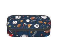 DDSFvbv Trousse à crayons Baseball Basketball Football Hockey - Fournitures d'étudiant et de bureau - Sac de rangement pour articles - Trousse de maquillage - Grand sac de papeterie, Noir , Taille