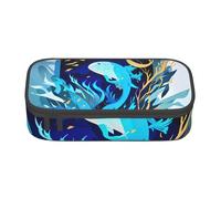 DDSFvbv Trousse à crayons bleu foncé avec baleine - Fournitures d'étudiant et de bureau - Sac de rangement pour articles - Trousse de maquillage - Grande trousse de papeterie, Noir , Taille unique