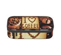 DDSFvbv Trousse à crayons Collage Café - Fournitures d'étudiant et de bureau - Sac de rangement pour articles - Trousse de maquillage - Grand sac de papeterie, Noir , Taille unique, Organiseur de sac