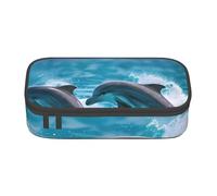DDSFvbv Trousse à crayons Dolphins in The Sea - Fournitures d'étudiant et de bureau - Sac de rangement pour articles - Trousse de maquillage - Grande trousse de papeterie, Noir , Taille unique