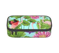 DDSFvbv Trousse à crayons Flamingo Love Flowers - Fournitures d'étudiant et de bureau - Sac de rangement pour articles - Trousse de maquillage - Grande trousse de papeterie, Noir , Taille unique