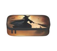 DDSFvbv Trousse à crayons Halloween Witch Flying 2 - Fournitures d'étudiant et de bureau - Sac de rangement pour articles - Trousse de maquillage - Grand sac de papeterie, Noir , Taille unique