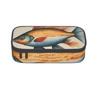 DDSFvbv Trousse à crayons motif carthame en forme de poisson volant - Fournitures d'étudiant et de bureau - Sac de rangement - Trousse de maquillage - Grand sac de papeterie, Noir , Taille unique