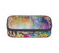 DDSFvbv Trousse à crayons motif fleur pleureuse abstraite violette - Fournitures d'étudiant et de bureau - Sac de rangement pour articles - Trousse de maquillage - Grande trousse de papeterie, Noir
