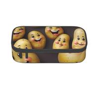 DDSFvbv Trousse à crayons motif pommes de terre souriantes - Fournitures d'étudiant et de bureau - Sac de rangement pour articles - Trousse de maquillage - Grande trousse de papeterie, Noir , Taille